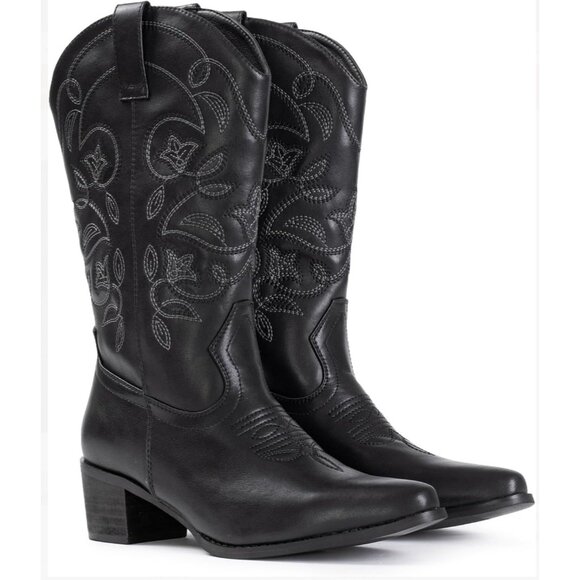 IUV Cowboy Boots for Women Knee High Western Pointy Toe Chunky Heel Zipper Sz 6 - Picture 1 of 6